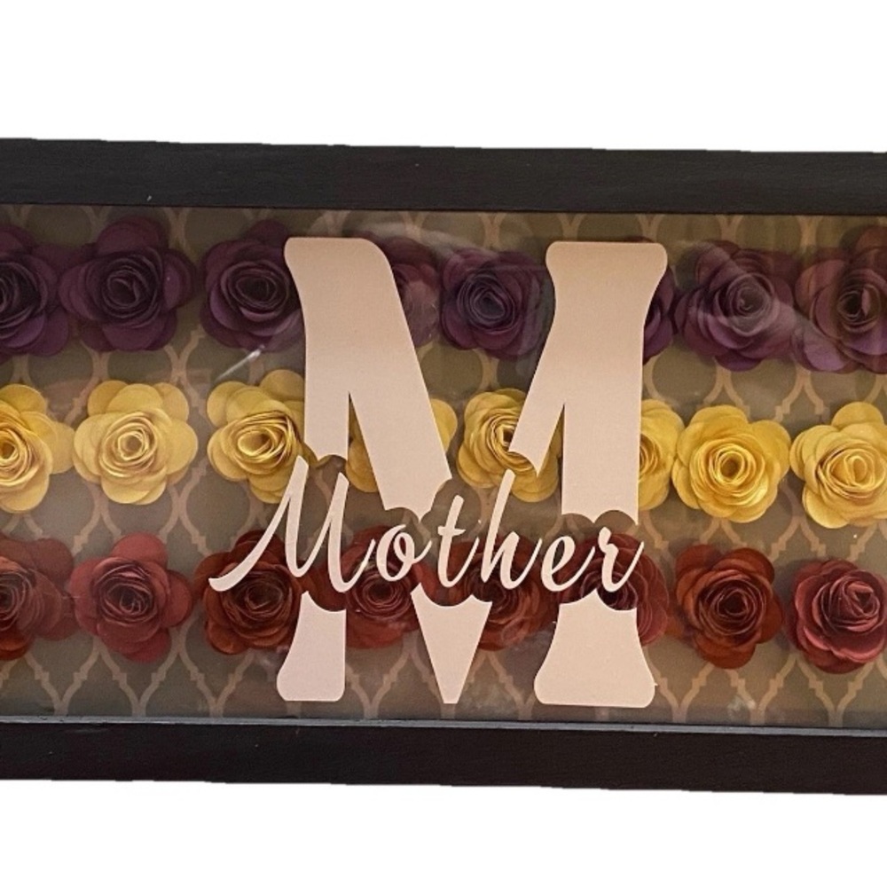 Mom faux Floral Wall Art with Black Frame